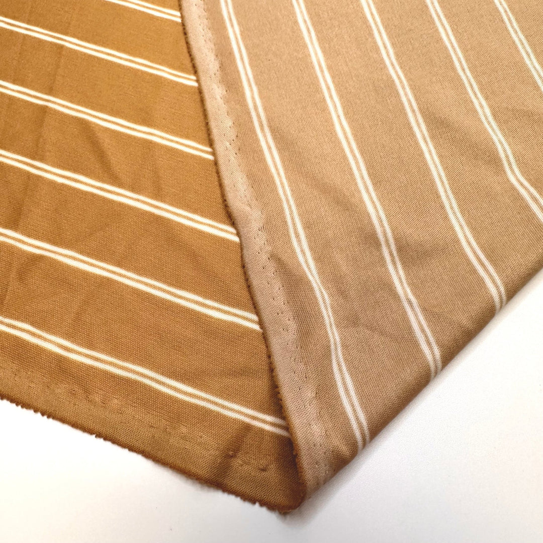 Beach Festival - Vintage Jersey Poly Knit - Gold/Cream Stripes - 1.15M Bundle - True Deadstock fabric Fabric by private - Sustainable Textile | FABCYCLE