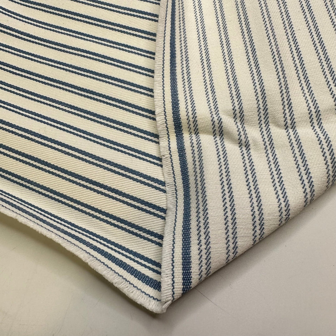Beach House Vibes - Twill Weave Cotton Blend Woven - Light White/Blue Stripes - 0.6M Bundle - True Deadstock fabric Fabric by private - Sustainable Textile | FABCYCLE