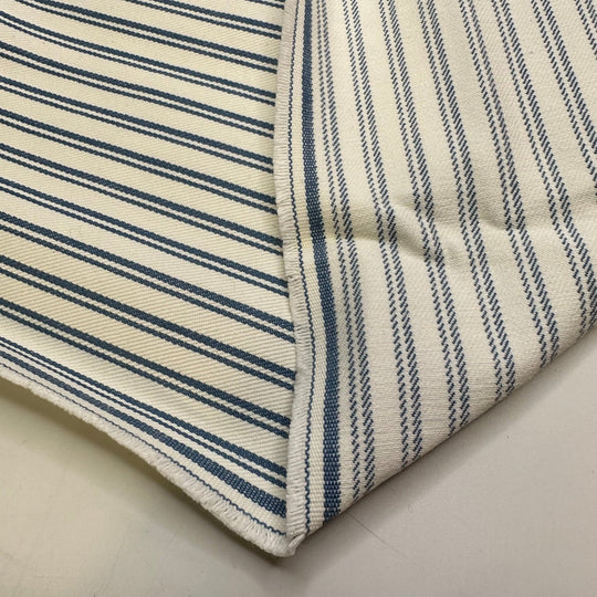 Beach House Vibes - Twill Weave Cotton Blend Woven - Light White/Blue Stripes - 0.6M Bundle - True Deadstock fabric Fabric by private - Sustainable Textile | FABCYCLE