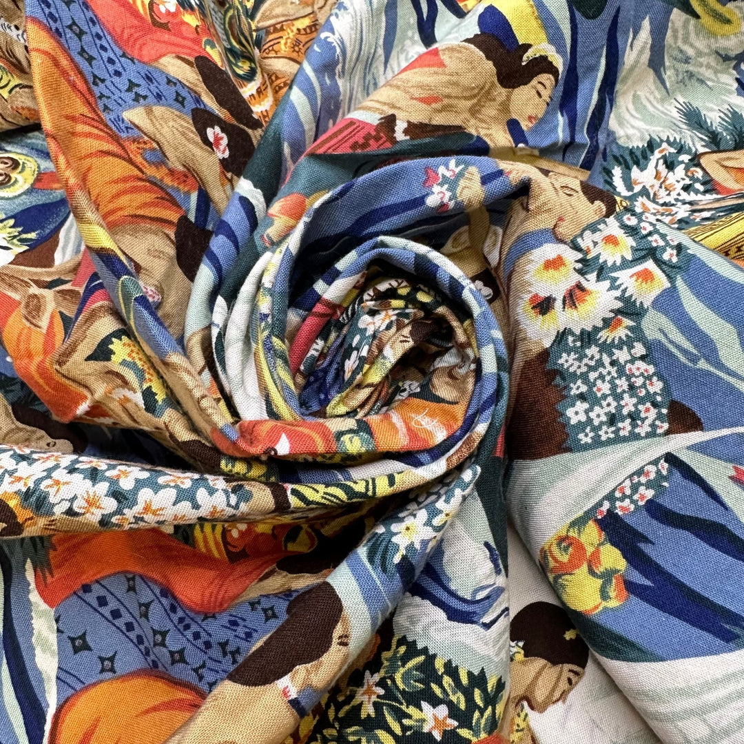Beach Party - Cotton Woven - Multi Polynesian Motif - 0.9M Bundle - True Deadstock fabric Fabric by private - Sustainable Textile | FABCYCLE