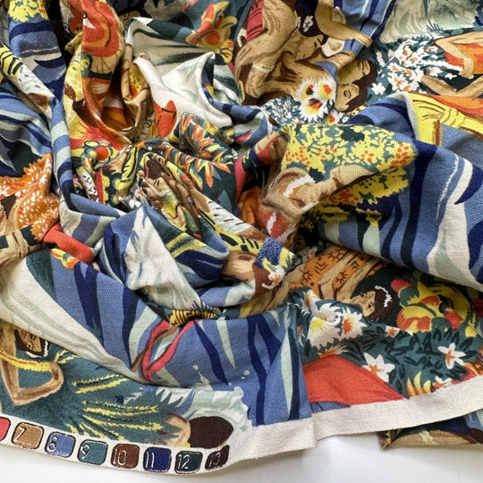 Beach Party - Cotton Woven - Multi Polynesian Motif - 0.9M Bundle - True Deadstock fabric Fabric by private - Sustainable Textile | FABCYCLE