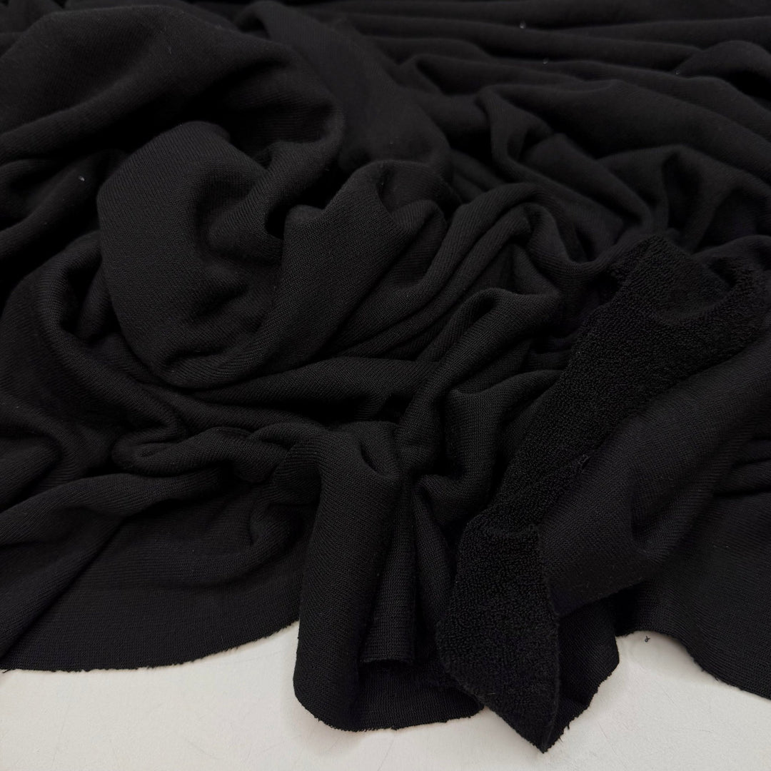 Beach Towel - French Terry Poly/Viscose Rayon Knit - Black - 1.3M Bundle - True Deadstock fabric Fabric by private - Sustainable Textile | FABCYCLE