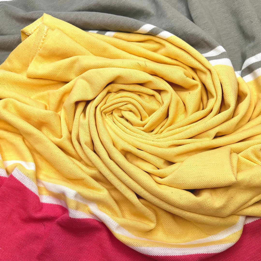 Beach Towel - Tubular Synthetic Blend Knit - Yellow Multi Stripes - 1.15M Bundle - True Deadstock fabric Fabric by private - Sustainable Textile | FABCYCLE