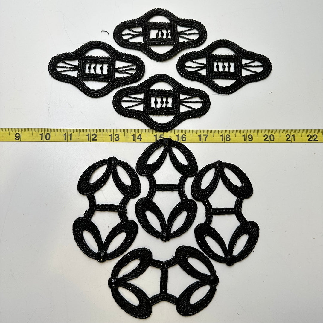 Beaded Applique - Black - 8 Pack - True Deadstock supplies Fabric by private - Sustainable Textile | FABCYCLE
