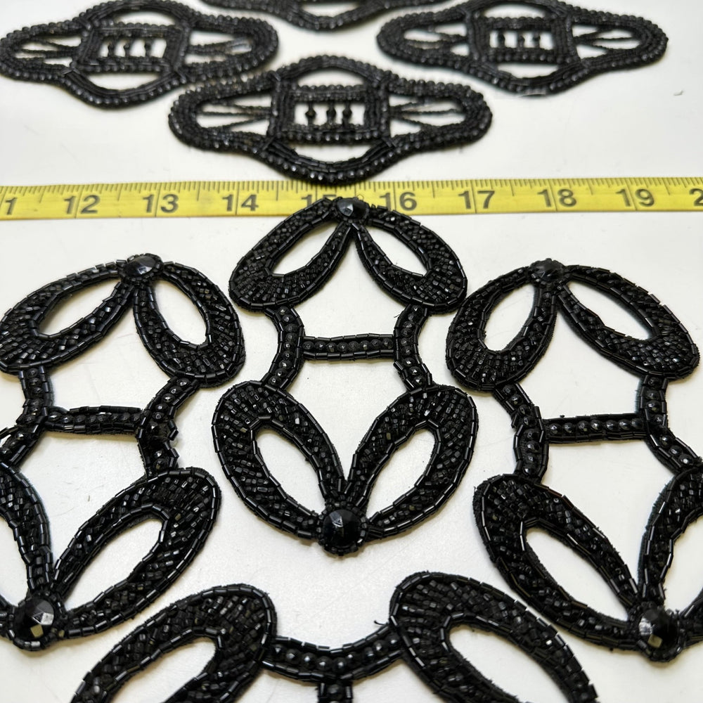 Beaded Applique - Black - 8 Pack - True Deadstock supplies Fabric by private - Sustainable Textile | FABCYCLE
