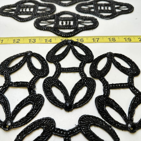 Beaded Applique - Black - 8 Pack - True Deadstock supplies Fabric by private - Sustainable Textile | FABCYCLE