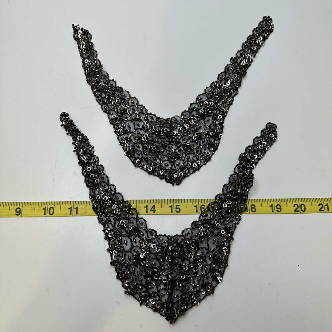Beaded Applique - Black/Brown - 2 Pack - True Deadstock supplies Fabric by private - Sustainable Textile | FABCYCLE