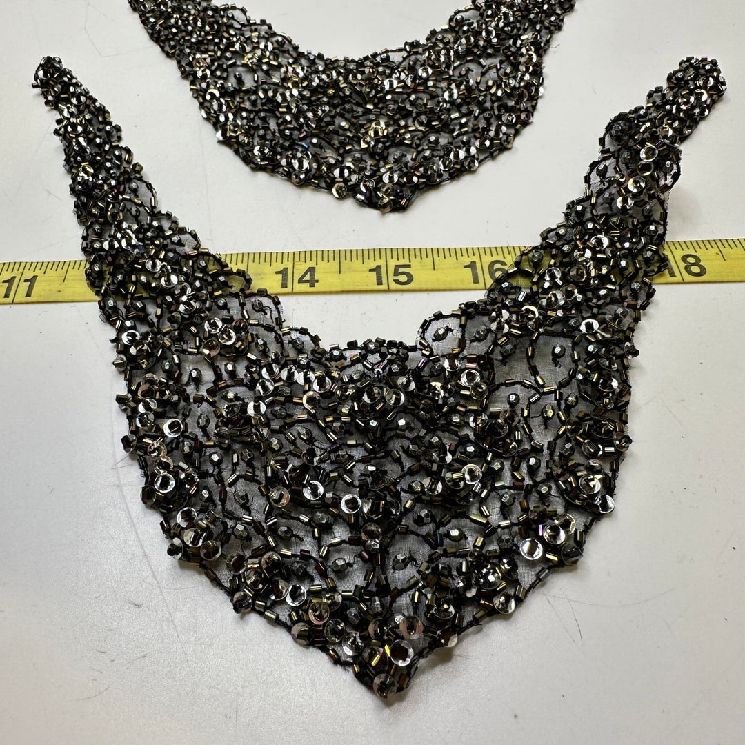 Beaded Applique - Black/Brown - 2 Pack - True Deadstock supplies Fabric by private - Sustainable Textile | FABCYCLE