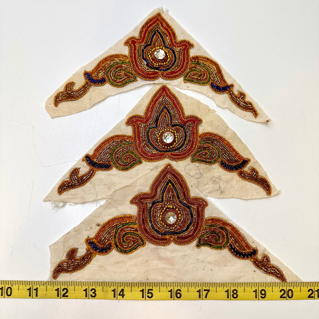 Beaded Applique - Dark Gold Multi - 3 Pack - True Deadstock supplies Fabric by private - Sustainable Textile | FABCYCLE
