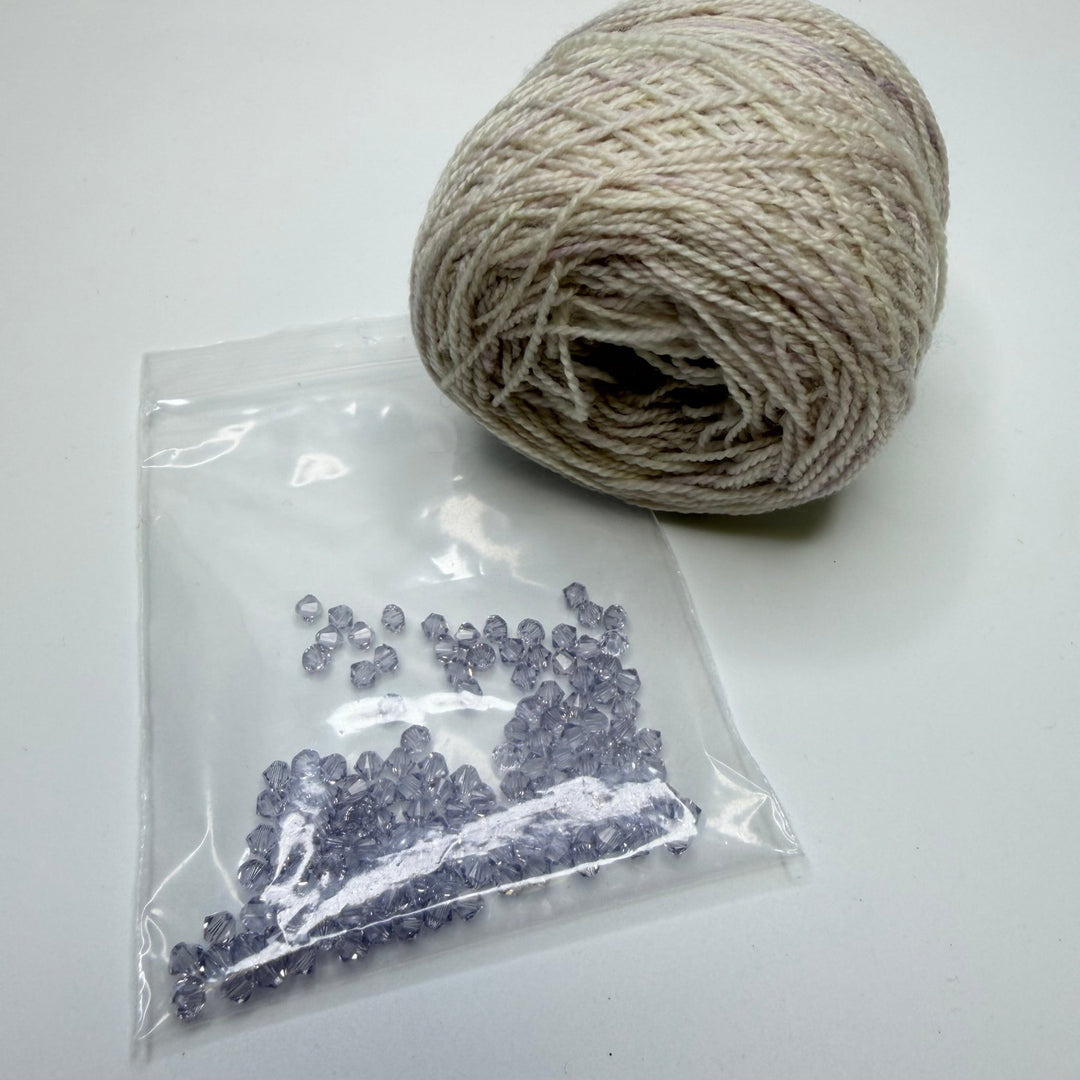 Beading Wool With Swarovski Beads Yarn - Cream/Silver - Individual - True Deadstock supplies Fabric by private - Sustainable Textile | FABCYCLE