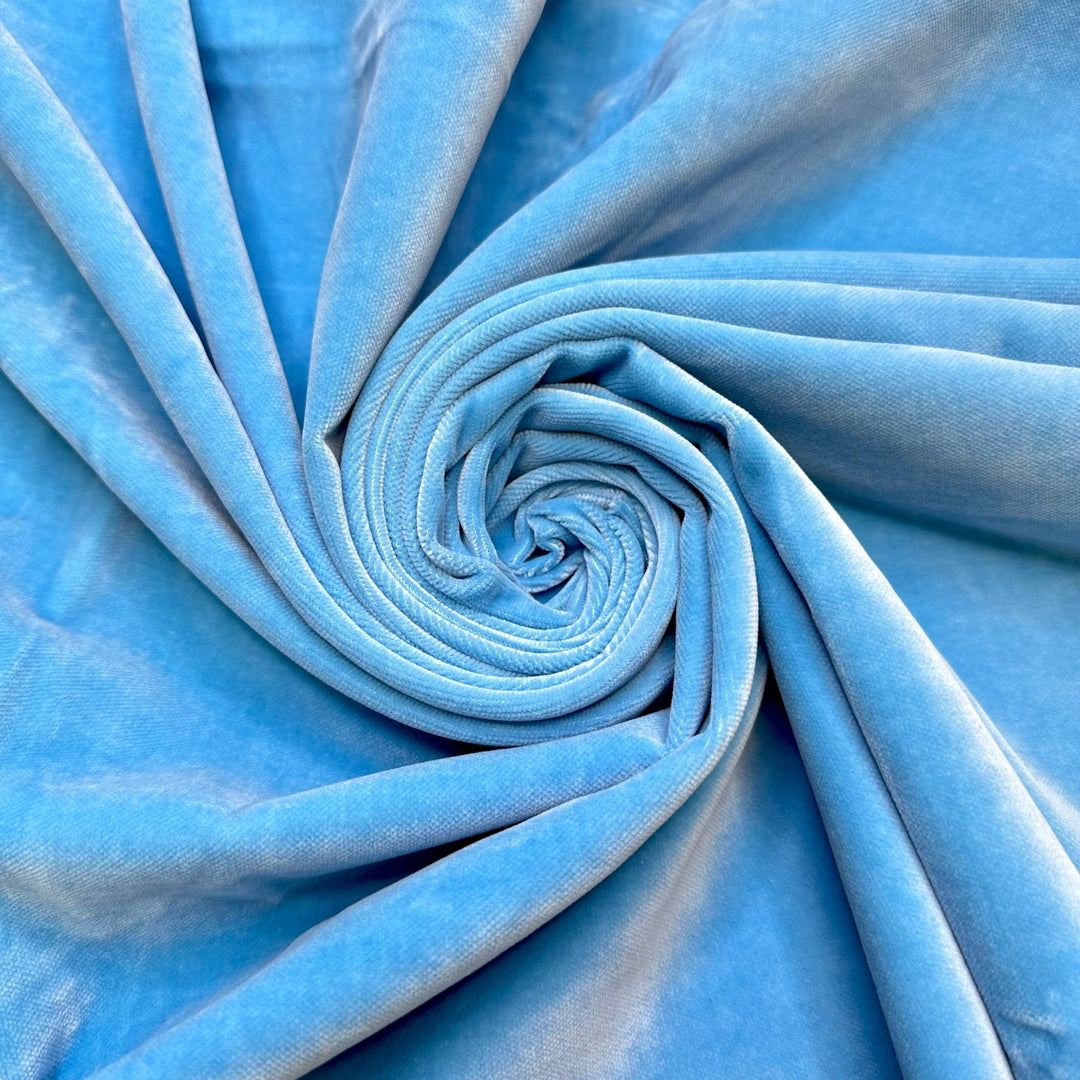 Beautiful Weather Today - Vintage Velvet Cotton Woven - Light Blue - 1.3M Bundle - True Deadstock fabric Fabric by private - Sustainable Textile | FABCYCLE