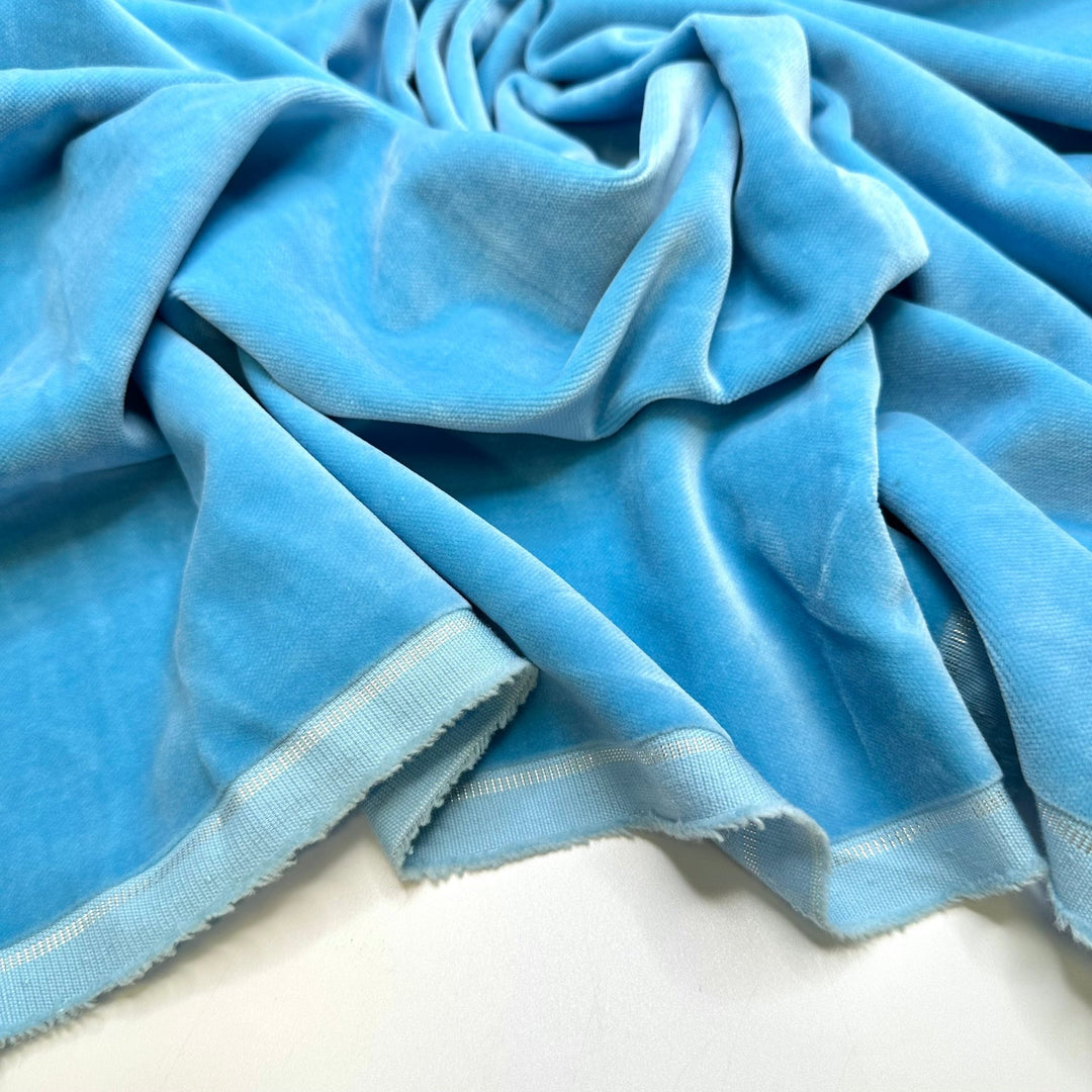 Beautiful Weather Today - Vintage Velvet Cotton Woven - Light Blue - 1.3M Bundle - True Deadstock fabric Fabric by private - Sustainable Textile | FABCYCLE
