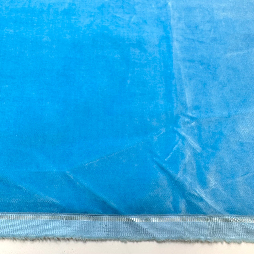 Beautiful Weather Today - Vintage Velvet Cotton Woven - Light Blue - 1.3M Bundle - True Deadstock fabric Fabric by private - Sustainable Textile | FABCYCLE