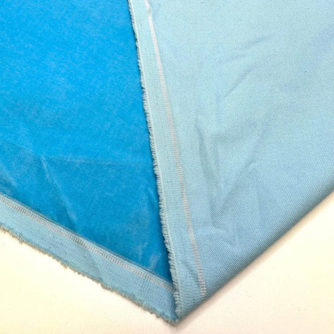 Beautiful Weather Today - Vintage Velvet Cotton Woven - Light Blue - 1.3M Bundle - True Deadstock fabric Fabric by private - Sustainable Textile | FABCYCLE
