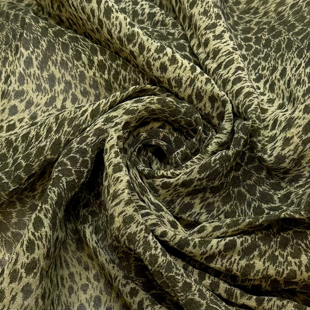 Becoming A Party Animal - Crepe Cotton Blend Woven - Green Animal Print - 3.3M Bundle - True Deadstock fabric Fabric by private - Sustainable Textile | FABCYCLE