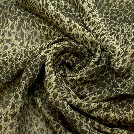 Becoming A Party Animal - Crepe Cotton Blend Woven - Green Animal Print - 3.3M Bundle - True Deadstock fabric Fabric by private - Sustainable Textile | FABCYCLE