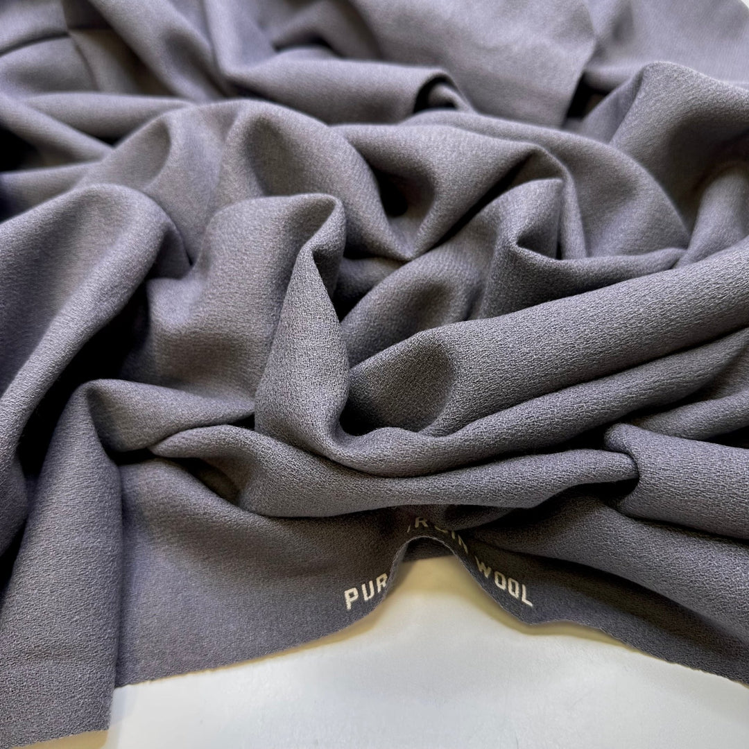 Before The Thunder - Crepe Virgin Wool Woven - Grey - 2.7M Bundle - True Deadstock fabric Fabric by private - Sustainable Textile | FABCYCLE