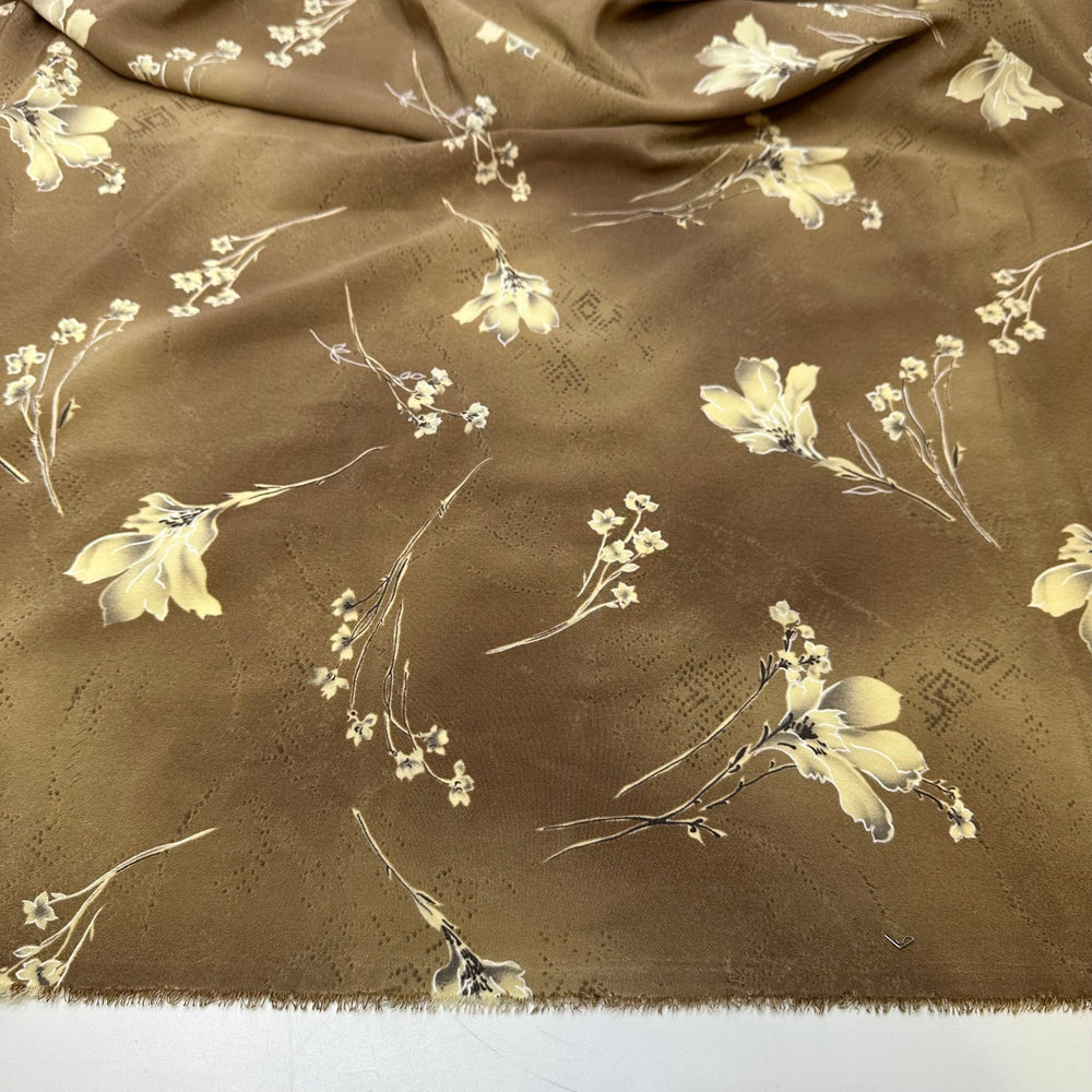 Beige Can Be A Party Colour Too - Polyester Blend Woven - Beige/Cream Floral - 0.95M Bundle - True Deadstock fabric Fabric by private - Sustainable Textile | FABCYCLE