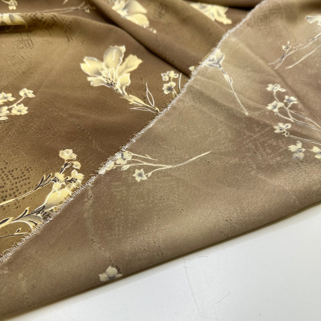 Beige Can Be A Party Colour Too - Polyester Blend Woven - Beige/Cream Floral - 0.95M Bundle - True Deadstock fabric Fabric by private - Sustainable Textile | FABCYCLE