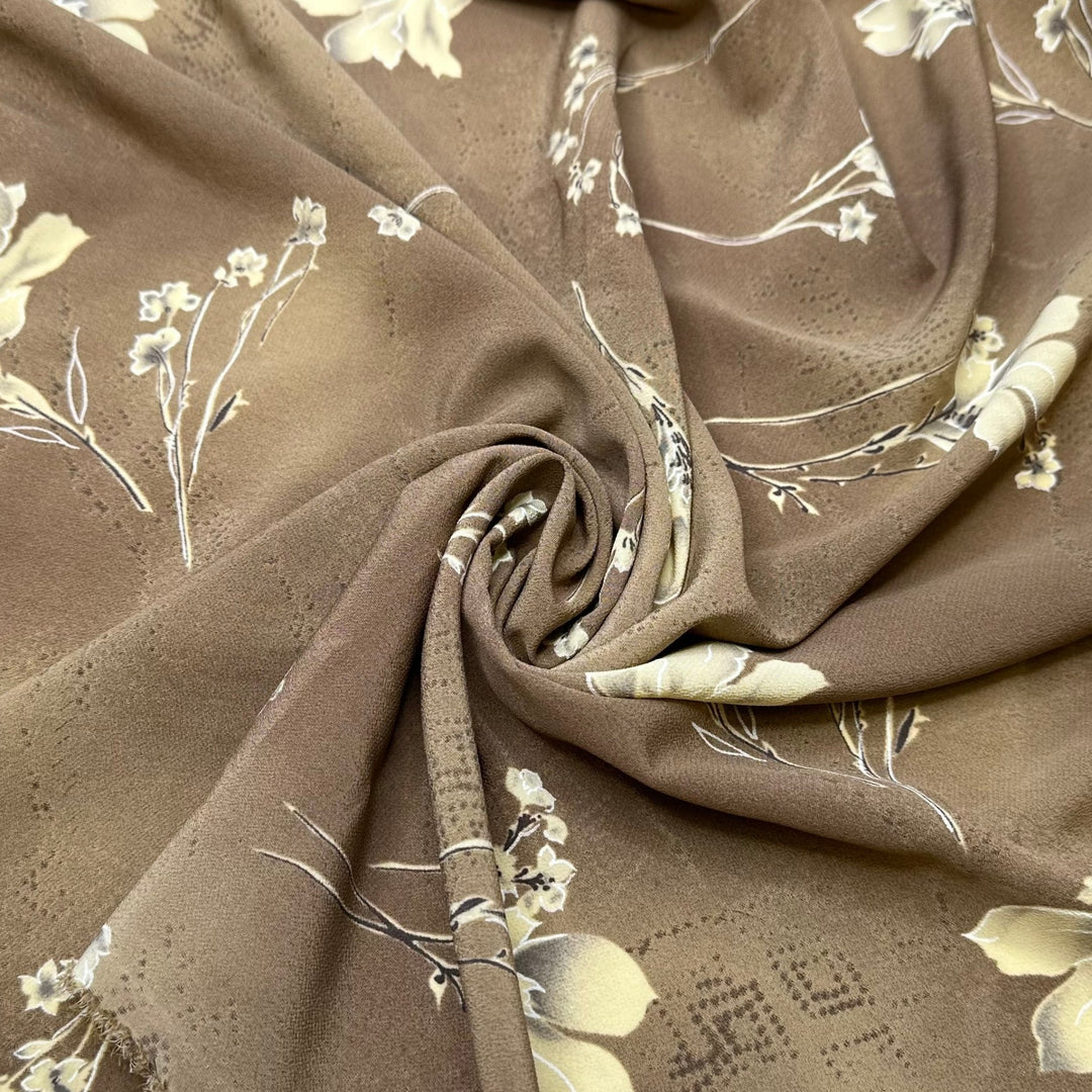 Beige Can Be A Party Colour Too - Polyester Blend Woven - Beige/Cream Floral - 0.95M Bundle - True Deadstock fabric Fabric by private - Sustainable Textile | FABCYCLE