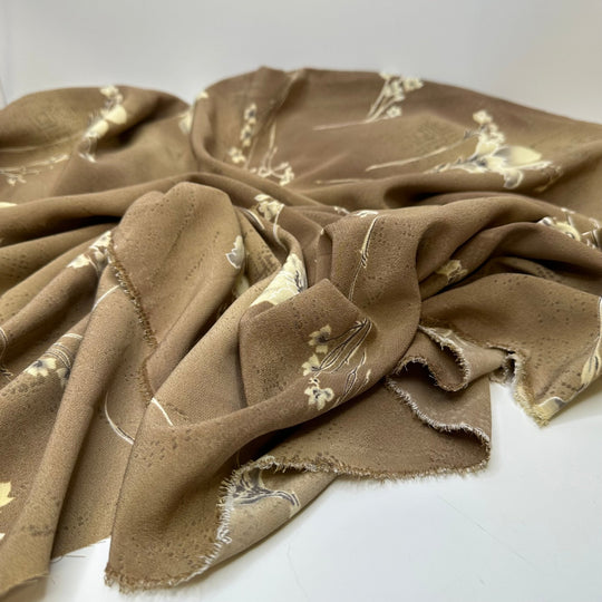 Beige Can Be A Party Colour Too - Polyester Blend Woven - Beige/Cream Floral - 0.95M Bundle - True Deadstock fabric Fabric by private - Sustainable Textile | FABCYCLE