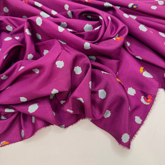 Berry Cool - Polyester Blend Woven - Dark Pink Multi Abstract - 2.95M Bundle - True Deadstock fabric Fabric by private - Sustainable Textile | FABCYCLE