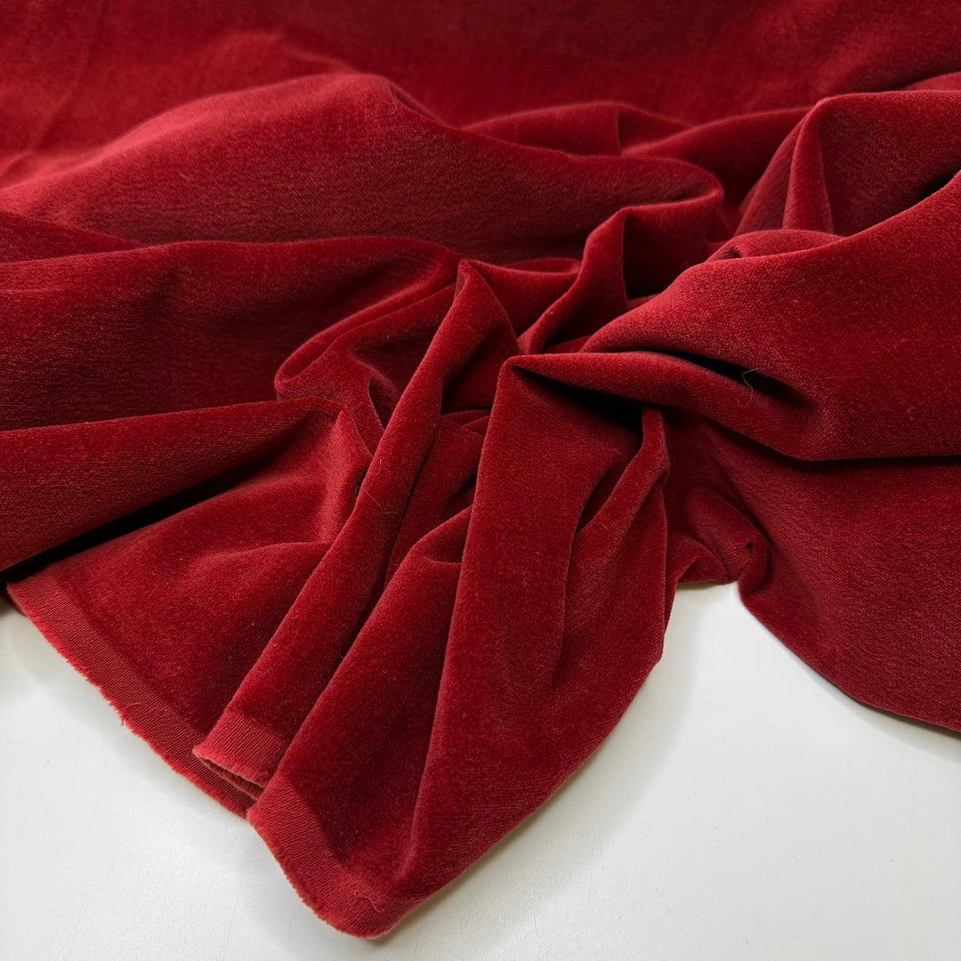 Big Curtain Reveal - Velvet Cotton Woven - Dark Red - Bundles - True Deadstock fabric Fabric by private - Sustainable Textile | FABCYCLE