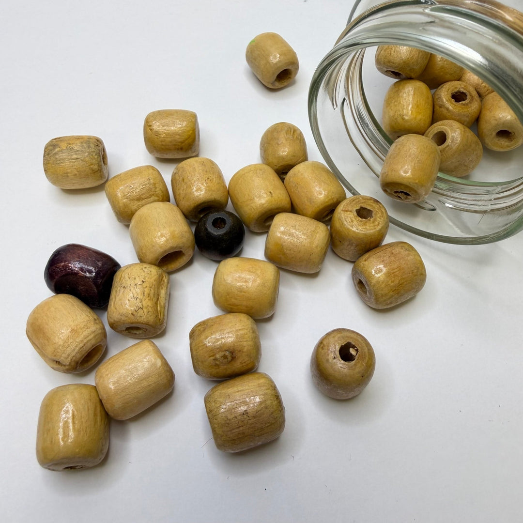 Big Wood Beads In A Jar Beads - Beige - 20 Pack - True Deadstock supplies Fabric by private - Sustainable Textile | FABCYCLE