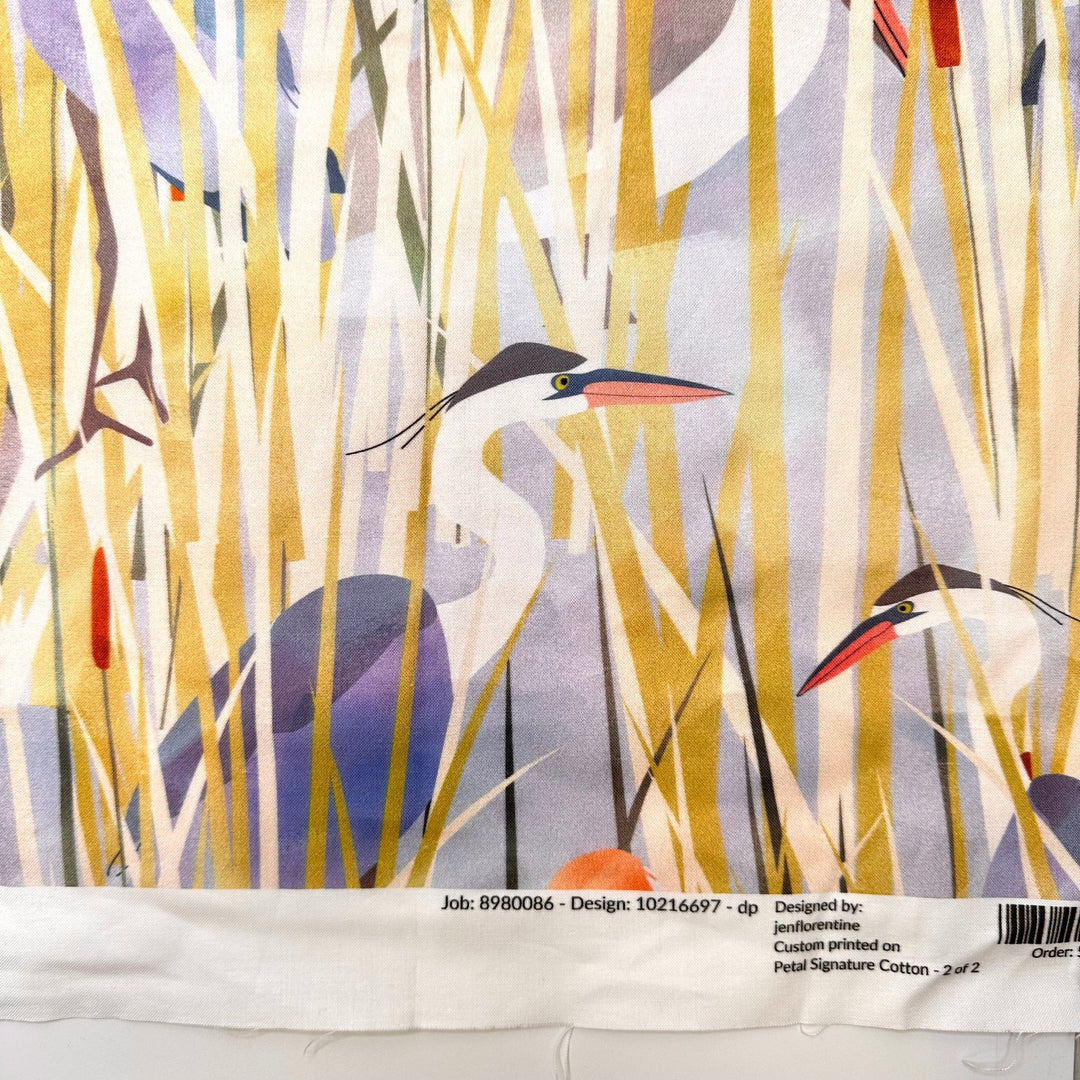 Birdwatching - Cotton Woven - Multi Herons - 1M Bundle - True Deadstock fabric Fabric by private - Sustainable Textile | FABCYCLE