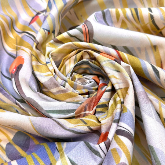 Birdwatching - Cotton Woven - Multi Herons - 1M Bundle - True Deadstock fabric Fabric by private - Sustainable Textile | FABCYCLE
