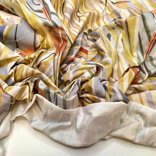 Birdwatching - Cotton Woven - Multi Herons - 1M Bundle - True Deadstock fabric Fabric by private - Sustainable Textile | FABCYCLE