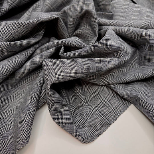 Birdwatching - Poly/Wool Woven - Grey Plaid - 2.6M Bundle - True Deadstock fabric Fabric by private - Sustainable Textile | FABCYCLE