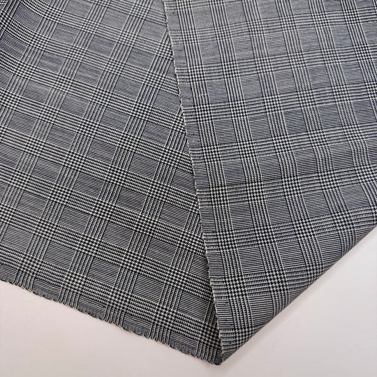 Birdwatching - Poly/Wool Woven - Grey Plaid - 2.6M Bundle - True Deadstock fabric Fabric by private - Sustainable Textile | FABCYCLE