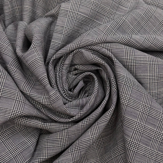 Birdwatching - Poly/Wool Woven - Grey Plaid - 2.6M Bundle - True Deadstock fabric Fabric by private - Sustainable Textile | FABCYCLE