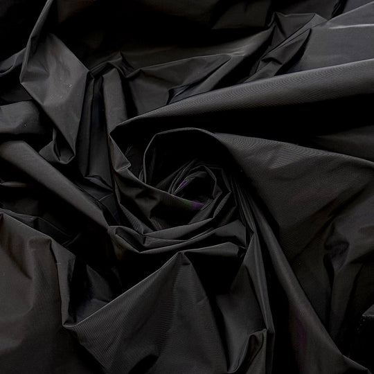 Black Capped Chickadees - Water Resistant Polyester Blend Woven - Black - 1.6M Bundle - True Deadstock fabric Fabric by private - Sustainable Textile | FABCYCLE