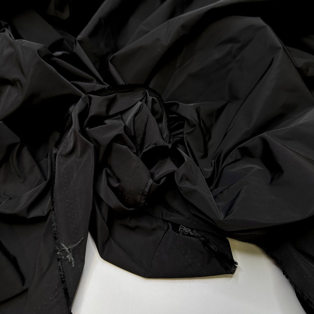 Black Capped Chickadees - Water Resistant Polyester Blend Woven - Black - 1.6M Bundle - True Deadstock fabric Fabric by private - Sustainable Textile | FABCYCLE