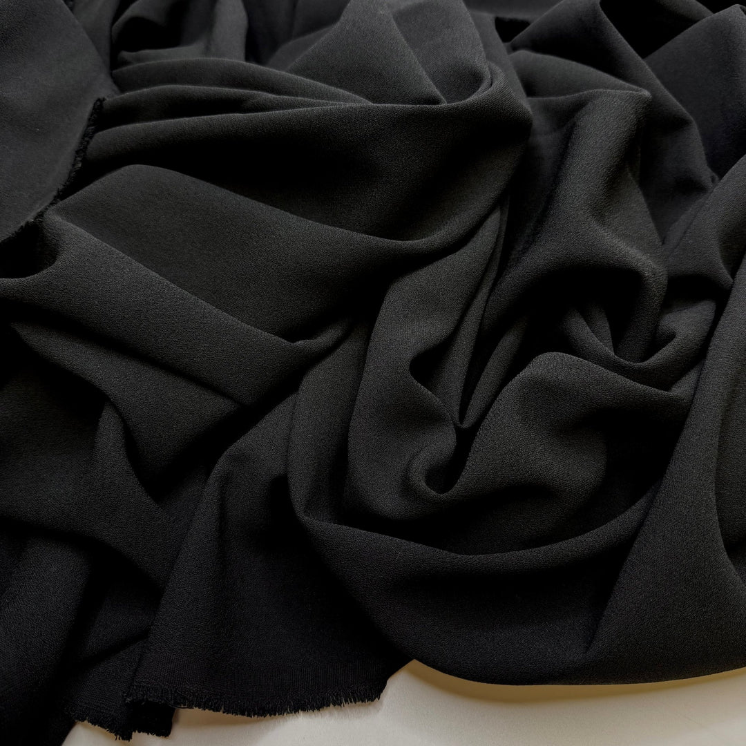 Black Cat - Crepe Polyester Blend Woven - Black - 1.7M Bundle - True Deadstock fabric Fabric by private - Sustainable Textile | FABCYCLE