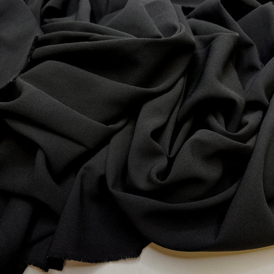 Black Cat - Crepe Polyester Blend Woven - Black - 1.7M Bundle - True Deadstock fabric Fabric by private - Sustainable Textile | FABCYCLE