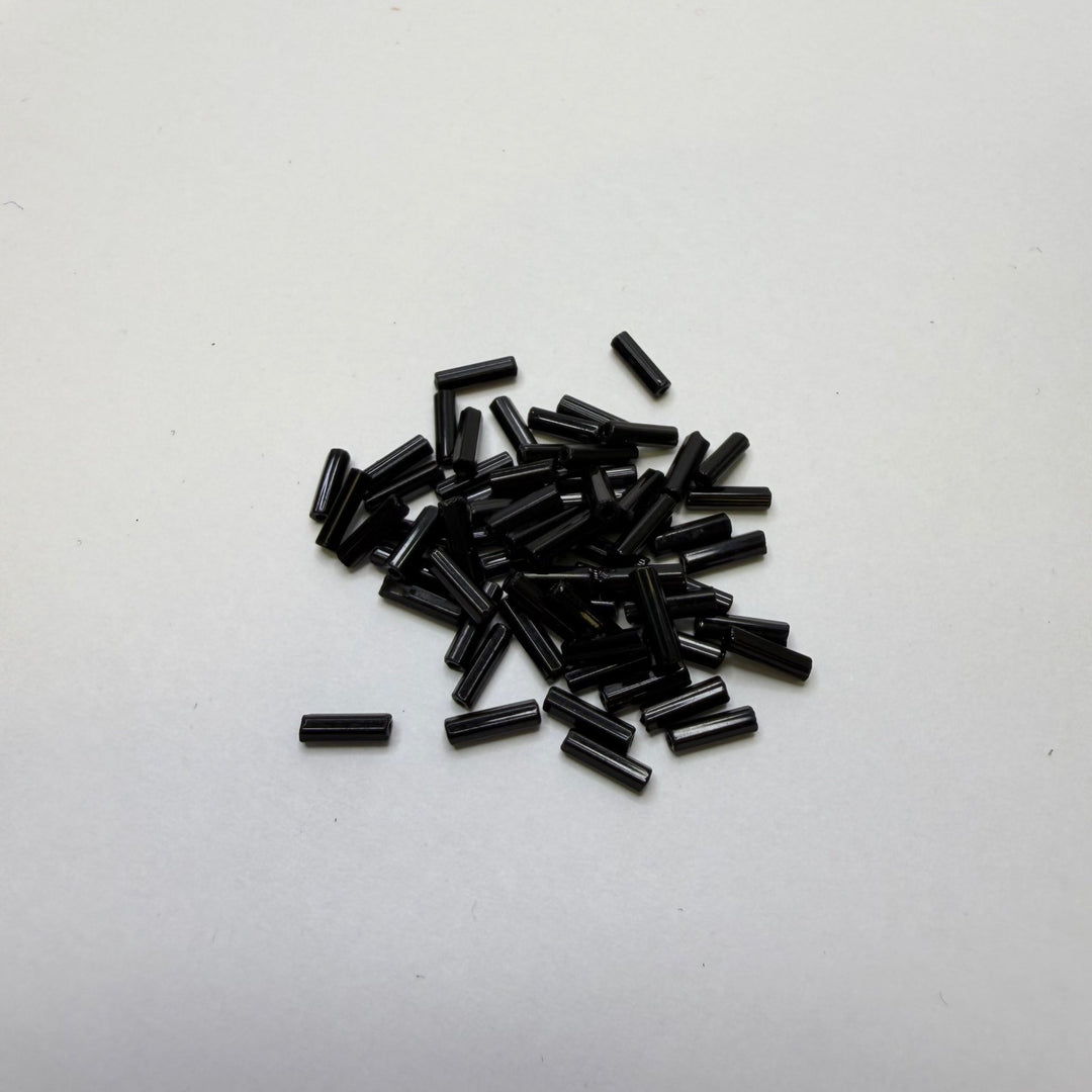 Black Glass Octagon Bugle Beads Beads - Black - 150 Pack - True Deadstock supplies Fabric by private - Sustainable Textile | FABCYCLE