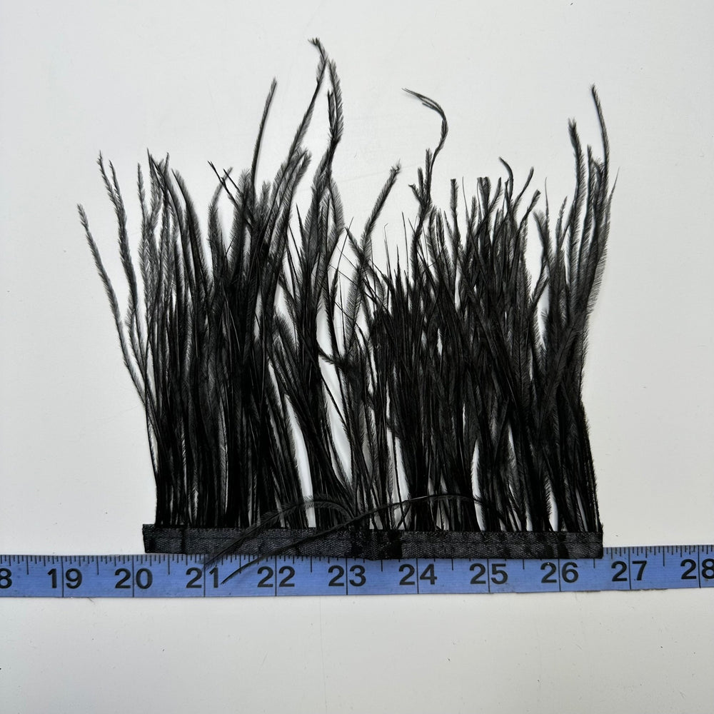 Black Ostrich Feather Fringe Strip Feathers - Black - Individual - True Deadstock supplies Fabric by private - Sustainable Textile | FABCYCLE