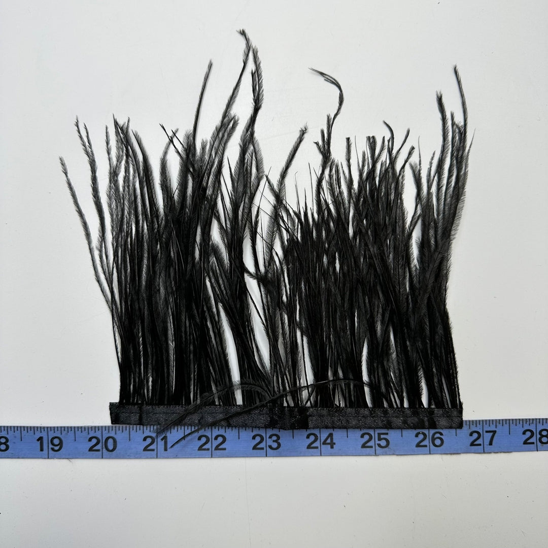 Black Ostrich Feather Fringe Strip Feathers - Black - Individual - True Deadstock supplies Fabric by private - Sustainable Textile | FABCYCLE