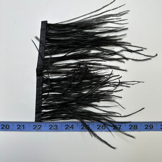 Black Ostrich Feather Fringe Strip Feathers - Black - Individual - True Deadstock supplies Fabric by private - Sustainable Textile | FABCYCLE