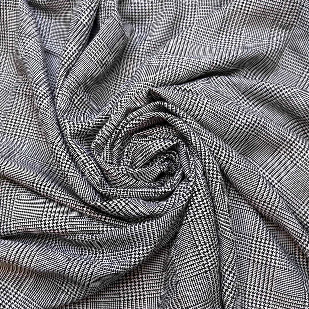 Blessings To The King - Houndstooth Wool Blend Woven - White/Black Houndstooth Plaid - 1.1M Bundle - True Deadstock fabric Fabric by private - Sustainable Textile | FABCYCLE
