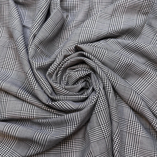Blessings To The King - Houndstooth Wool Blend Woven - White/Black Houndstooth Plaid - 1.1M Bundle - True Deadstock fabric Fabric by private - Sustainable Textile | FABCYCLE