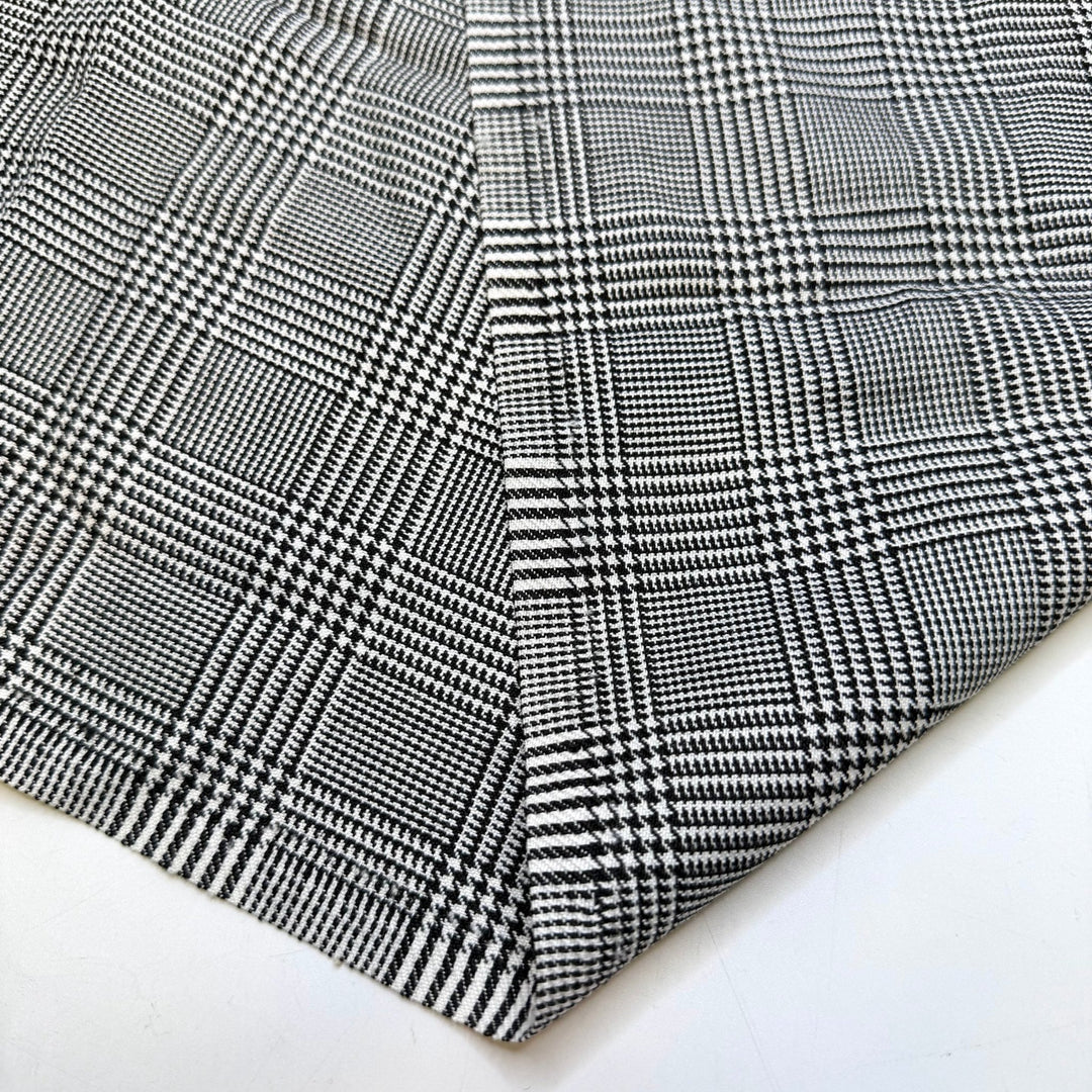 Blessings To The King - Houndstooth Wool Blend Woven - White/Black Houndstooth Plaid - 1.1M Bundle - True Deadstock fabric Fabric by private - Sustainable Textile | FABCYCLE