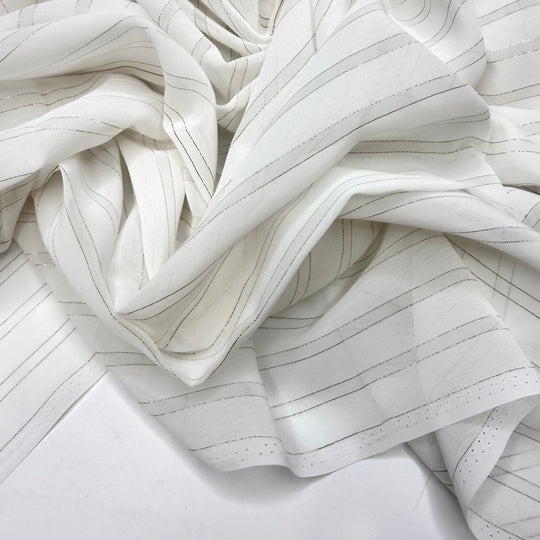 Blissful Warm Breeze - Metallic Chiffon Poly Woven - Gold/White Pinstripe - 3.4M Bundle - True Deadstock fabric Fabric by private - Sustainable Textile | FABCYCLE