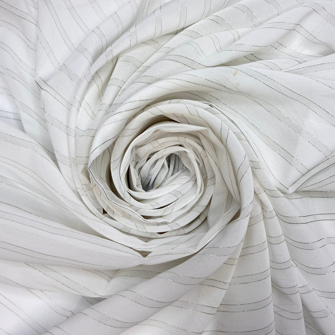 Blissful Warm Breeze - Metallic Chiffon Poly Woven - Gold/White Pinstripe - 3.4M Bundle - True Deadstock fabric Fabric by private - Sustainable Textile | FABCYCLE