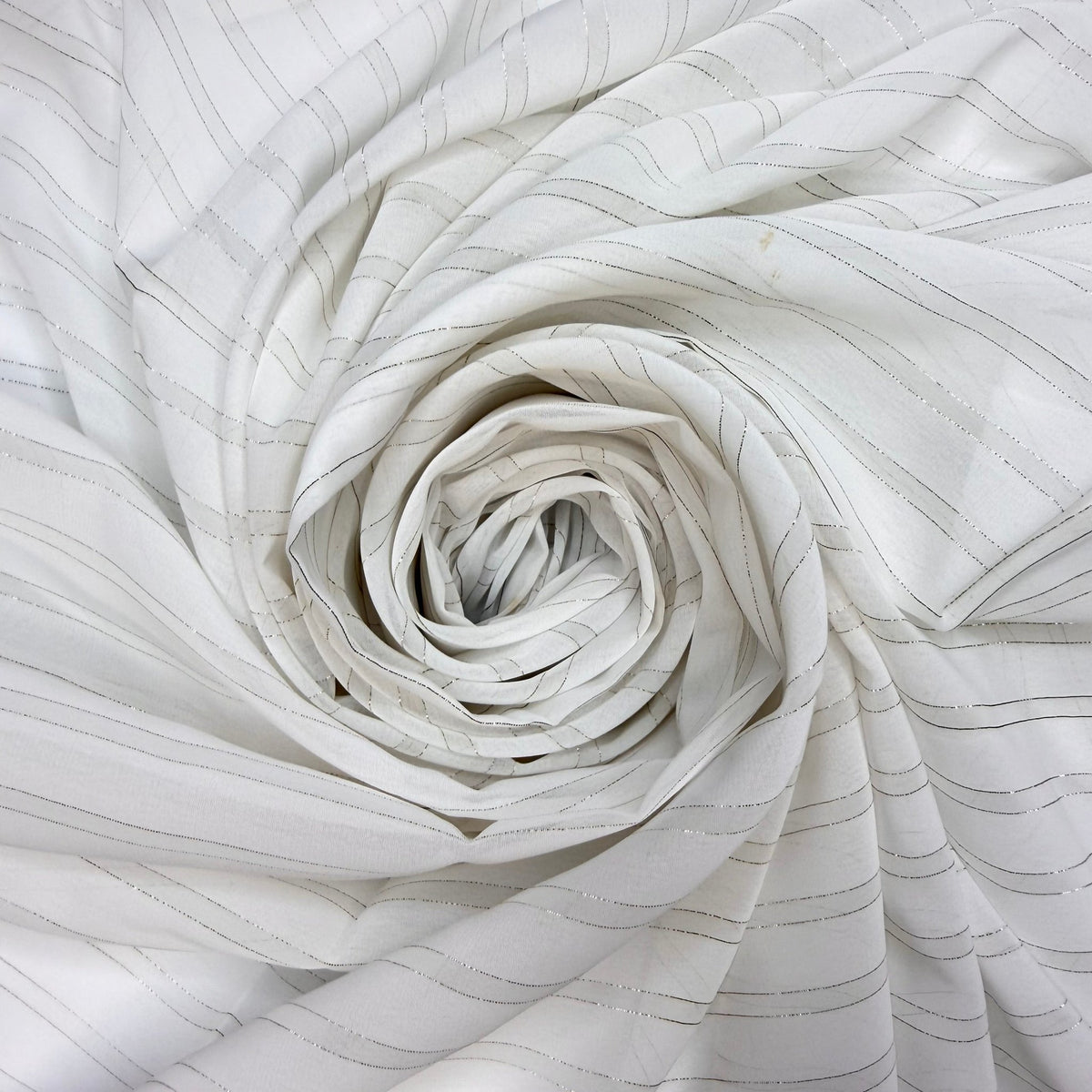 Blissful Warm Breeze - Metallic Chiffon Poly Woven - Gold/White Pinstripe - 3.4M Bundle - True Deadstock fabric Fabric by private - Sustainable Textile | FABCYCLE