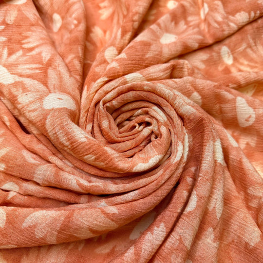 Blooming Under The Sun - Natural Blend Woven - Light Peach Floral - 1.7M Bundle - True Deadstock fabric Fabric by private - Sustainable Textile | FABCYCLE