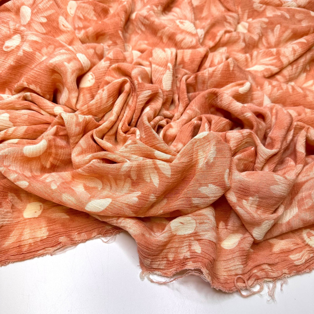 Blooming Under The Sun - Natural Blend Woven - Light Peach Floral - 1.7M Bundle - True Deadstock fabric Fabric by private - Sustainable Textile | FABCYCLE
